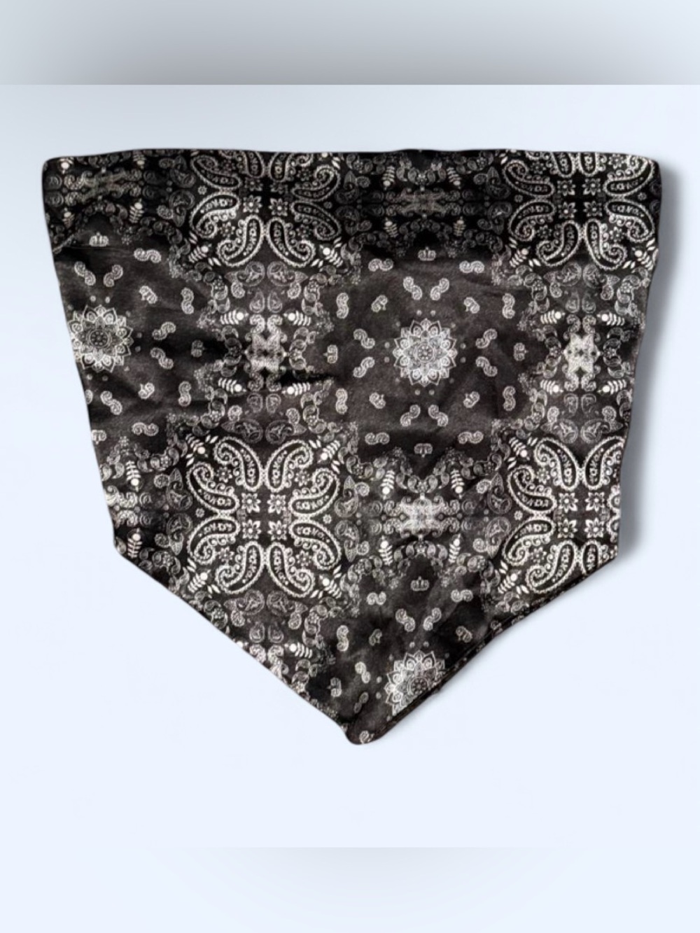 J for Justify Black & White Paisley Bandana-Style Crop Tube